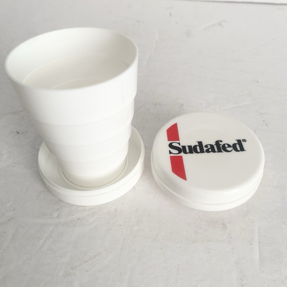 Vintage Sudafed Collapsible Advertising Cup Medicine Holder & Cup In‎ One Travel